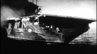 Loss of the US Aircraft carrier USS Wasp CV7 during World War II HD Stock Footage [upl. by Arlon]