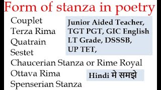 Stanza in Poetry II Couplet  Quatrain  Ottava Rima  Rime Royal  Spenserian stanza and More [upl. by Esojnauj]