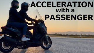 Yamaha XMAX 300  acceleration with a PASSENGER [upl. by Nikaniki]