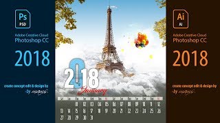 Professional Printable Calendar Design Free Download I Adobe PhotoshopIllustrator CC 2018 Tutorial [upl. by Duarte]