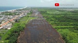 Drone Shot of Lekki Coastal Highway at Eleko beach area in Ibeju Lekki Lagos Nigeria [upl. by Eyt765]