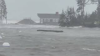 Waterfront Cookhouse Washed Away in Maine Storm [upl. by Mellitz]