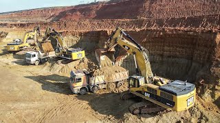 Four Caterpillar 385C Excavators Working On Huge Mining Site  SotiriadisLabrianidis Mining Works [upl. by Alisia]