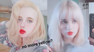 TONING MY YELLOW HAIR TO ASH BLONDE USING FANOLA NO YELLOW SHAMPOO [upl. by Zarger755]