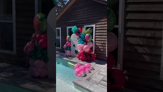 Love Island themed Birthday balloon backdrop hawaian tropical flamingo diy balloongarland bday [upl. by Wood636]