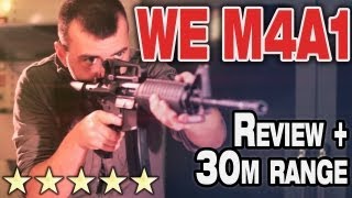 WE M4 AEG airsoft review  30m range test [upl. by Baler]