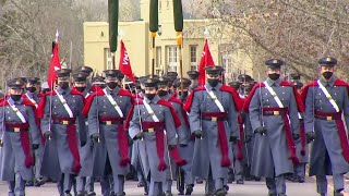 VMI cadets prepare for march at inauguration [upl. by Ennahgem]