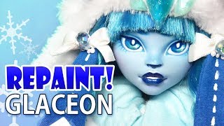 Repaint Glaceon Pokemon Eeveelution custom OOAK doll [upl. by Eldnik]