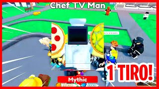 YOUTUBER SACA Chef TV MAN en 1 TIRO Toilet Tower Defense Roblox [upl. by Federica282]