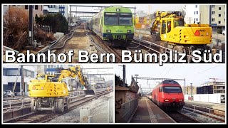 Schienenbagger und viele Züge beim Bahnhof Bern Bümpliz Süd Stadt Bern Schweiz 2021 [upl. by Romeon]