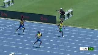 CARIFTA49 Delano Kennedy from Jamaica wins Boys U20 400m SemiFinal 2  SportsMax TV [upl. by Prudence]