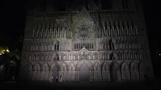 Nidaros Cathedral Bells Ringing At Night Trondheim Norway Sept 2 2017 [upl. by Nayra]