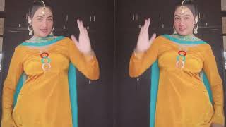 Girl in Orange Satin Silk Dancing with Punjabi Song [upl. by Atnuahc15]