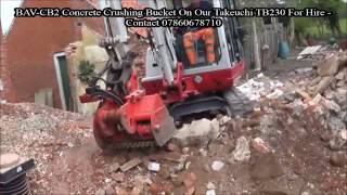 BAVCB2 Mobile Crushing Bucket On Takeuchi TB228 On Confined Site [upl. by Xever755]