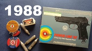 Daisy POWER LINE 92 177 cal CO2 Pellet Repeater Pistol 1988 BERETTA 92FSM9 PISTOL Replica [upl. by Gershom819]