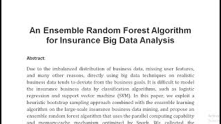 An Ensemble Random Forest Algorithm for Insurance Big Data Analysis [upl. by Tada]