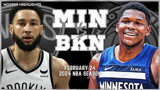 Minnesota Timberwolves vs Brooklyn Nets Full Game Highlights  Feb 24  2024 NBA Season [upl. by Hairom]