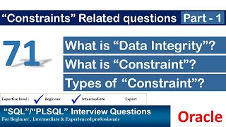 Oracle PL SQL interview question  What is Data Integrity and Constraints  Types of Constraints [upl. by Primrose]