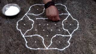 Easy And Simple Rangoli Design  chukki rangoli with 9 dots [upl. by Carissa]