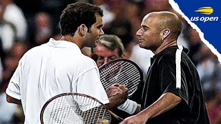 Pete Sampras v Andre Agassi  2001 US Open QF  Old School Match [upl. by Jadwiga]