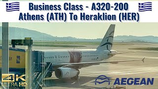 Aegean Airlines  A320200  Business Class  Athens ATH to Heraklion HER  Trip Report [upl. by Sivia]