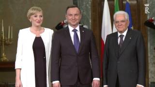 Quirinale  Incontro tra il Presidente Mattarella e il Presidente della Polonia Duda [upl. by Lecia]