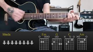 Placebo  Meds  Easy Guitar Lesson Tutorial with ChordsTabs and Rhythm [upl. by Yaeger]