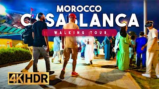 Casablanca Morocco Walking Tour  Night Walk in Ain Diab  4K 60FPS HDR [upl. by Goodspeed638]