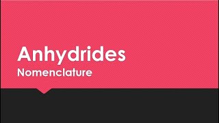 Naming ANHYDRIDES NonMetallic Oxides [upl. by Ibloc]