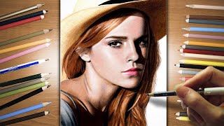 Drawing Emma Watson with Colored Pencils  Jasmina Susak [upl. by Lanrev849]