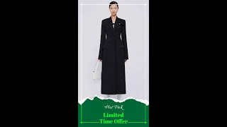 DEAT Fashion Women Trench Coat Notched Collar High Waist Front Ribbon Covered Button White Windbr [upl. by Mcgraw]