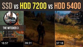 EVO 850 SSD vs HDD 1TB 7200 rpm vs HDD 1TB WD Red 5400 rpm The Witcher 3 [upl. by Tiebout]