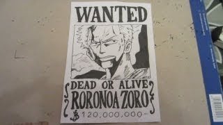 How to draw wanted poster of Zoro ロロノア・ ゾロ [upl. by Dorran]