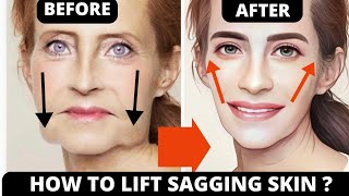 FACE YOGA FOR SAGGING SKIN  JOWLS SAGGY CHEEKS LAUGH LINES FOREHEAD FROWN LINES JAWLINE [upl. by Madeline]