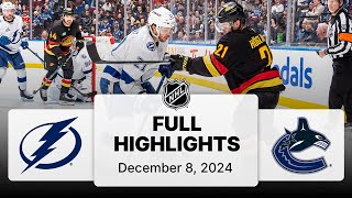 NHL Highlights  Lightning vs Canucks  December 08 2024 [upl. by Rehpotsirhk576]