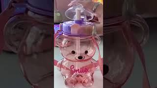 JQWSVE Kawaii Bear Straw Bottle Kawaii Water Bottles Cute Water Bottle with Stickers LeakProof [upl. by Goines]