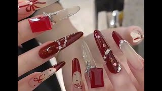 Long Glitter French Christmas Almond Nail Tutorial glitternails christmasnails frenchnails nails [upl. by Eelir]