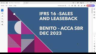 IFRS 16 SALES AND LEASEBACKACCA SBR PAST EXAM DEC 2023 [upl. by Swiercz]