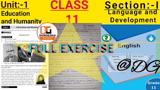 CLASS 11 ENGLISH CHAPTER 1 EDUCATION AND HUMANITY FULL EXERCISE AND GRAMMAR [upl. by Meier]