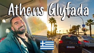 Driving from Athens to Glyfada Free parking Beach Showers Athens Greece [upl. by Notsle169]