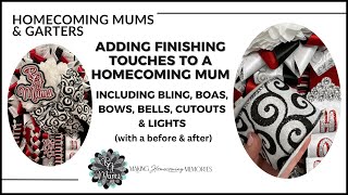 Finishing Touches on Single Homecoming Mum  Bows Bells Bling Boas Cutouts with Before amp After [upl. by Chico]