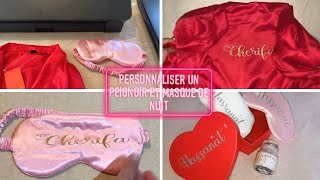 PERSONNALISER UN PEIGNOIR AVEC PRÉNOM TRANSFERT SUR SOIE SATIN TISSU [upl. by Monah]