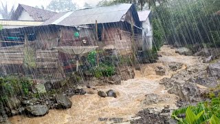 Super heavy rain causes flash floods in very beautiful mountain villages Very heavy and cool [upl. by Ayojal752]