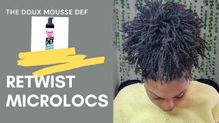 RETWISTING MY MICROLOCS  FT THE DOUX MOUSSE FOAM  REVIEW  DIY [upl. by Acillegna780]