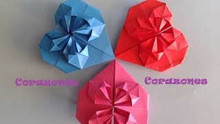 Origami  Papiroflexia Corazón para decorar o regalar San Valentín o Día de la Madre [upl. by Salomi865]