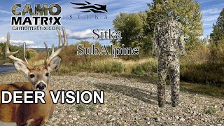 Sitka SubAlpine hunting camo in Human and Deer Vision on 14 Backgrounds [upl. by Harned]