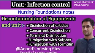 Decontamination of Equipments and unitDisinfection of articlesConcurrent amp terminal Disinfection [upl. by Atilegna51]