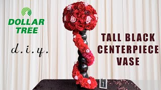 DIY Dollar Tree Tall Black Wedding Centerpiece Vase Decor  13 [upl. by Trelu658]