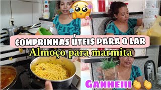 COMPRAS DE UTILIDADES PARA O LAR🥰ALMOÇO SIMPLES FAZENDO MARMITA PARA ELEGANHEI DA INSCRITA👏 [upl. by Asemaj]