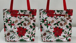 How to sew Shopping bag at home  Shopping bag cutting and stitching  DIY Zippered Tote bag  Bags [upl. by Cristine]